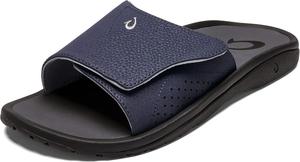 Мужские сандалии слайд OLUKAI Nalu Slide, водостойкие, с регулируемыми ремешками, легкие и прочные, комфорт и поддержка на весь день, синий/угольный