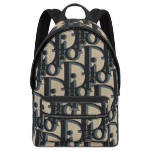 DIOR Детский рюкзак из жаккардовой ткани бежево-голубой