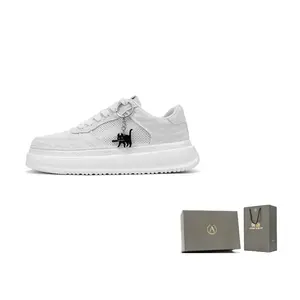 AOKANG Air Force One серии устойчивые к истиранию легкие увеличивающие рост низкие скейтерские кроссовки мужские - лунный белый перфорированные [Cat Knife]