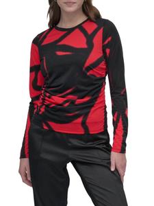 Топ с абстрактным принтом и сборками DKNY, цвет Brushed Marble Border