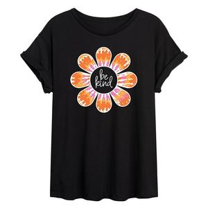 Детская струящаяся футболка Tie Dye Daisy Be Kind, черный