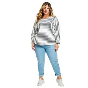 Женский топ Aimee в полоску plus size Avenue, Navy Ivory