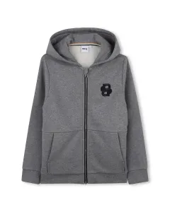 Детский свитер с капюшоном и застежкой на молнии BOSS Kidswear, темно-серый