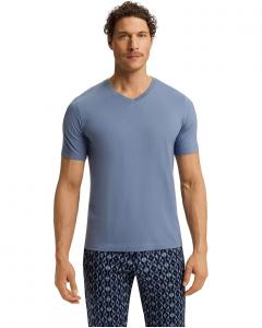 Мужская пижама Hanro Living Short Sleeve V-Neck Shirt, Dusky Aqua