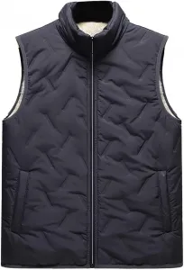 Мужские пуховые жилеты с воротником-стойкой из бархата, утепленные пуховые жилеты для осени и зимы, верхняя одежда Generic, #002-Gy