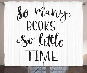 Книга ABAKUHAUS Шторы в деревенском стиле, Вдохновение современными словами, штора для спальни из тесьмы со сборками, петлями и крючками, 280 x 175 см, белый с темно-серым