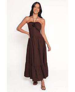 Женское длинное платье Soleila с завязками на шее Petal and Pup, Chocolate