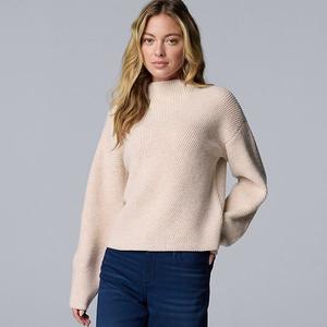 Женский свитер с рельефными швами Simply Vera Vera Wang, Light Oat Heather