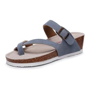 Golofi Серые сандалии с противоскользящей подошвой и клиновидным каблуком для женщин 117A, цвет Gray 117A Toe Loop Wedge Heel