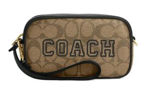 COACH Кожаный клатч на запястье с принтом