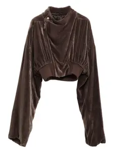 Бархатная укороченная куртка на молнии спереди Rick Owens, коричневый