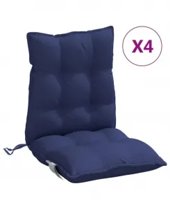 Подушки для стула с низкой спинкой, 4 шт., темно-синяя ткань Оксфорд Vidaxl