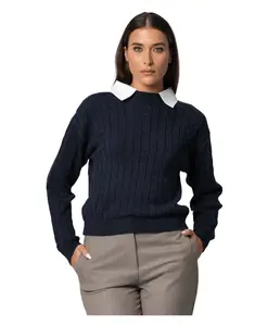 Теплый зимний свитер в рубчик Kocca, синий