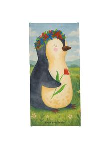 Mr. & Mrs. Panda Банное полотенце с пингвином и цветочным рисунком, без надписи, белого цвета