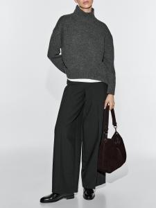 Замшевая сумка из спилковой кожи с люверсами Massimo Dutti, chocolate