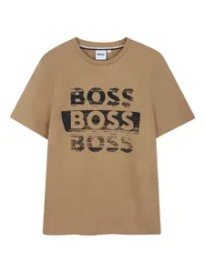 Футболка с короткими рукавами BOSS Kidswear, коричневый