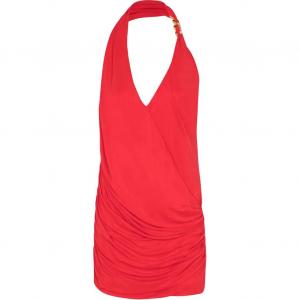 Облегающее платье-мини на запах с запахом BALMAIN, bright красный