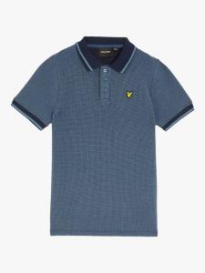 Детская поло с двухцветным вафельным узором Lyle & Scott, Blue