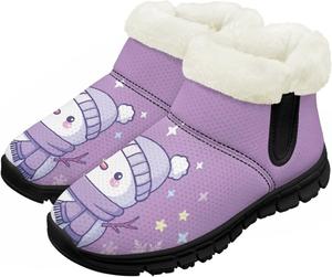 Детские зимние ботинки, теплые, с противоскользящей подошвой, с амортизирующей мемори-пеной, спортивные, без шнурков, для бега и треккинга, зимние кроссовки Pointodoor, Cartoon Snowman