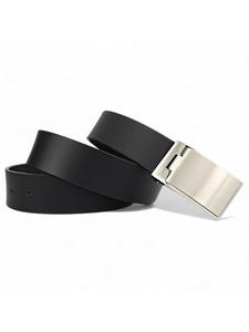 Серебряный кожаный ремень черного цвета FRONHOFER