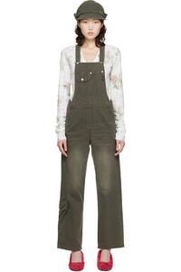 Хлопковый комбинезон с накладными карманами Open Yy, коричневый