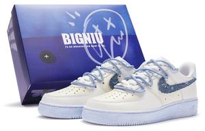 Кроссовки Nike Air Force 1 Skateboard Shoes Men Low-Top Off White Blue