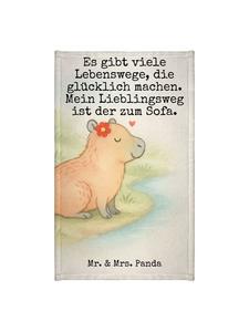 Mr. & Mrs. Panda Гостевое полотенце с изображением цветка капибары и надписью белого цвета