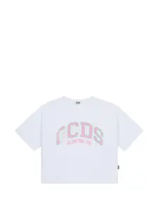 Укороченная футболка с логотипом Gcds Kids, белый