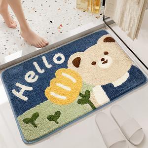 Dajiang Ковер 40х60 см для ванной комнаты, впитывающий, быстросохнущий, с дизайном Bear And Flower, набор из 2 шт