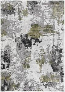 Ковер SAFAVIEH, 69 x 122 см, Craft Collection, Grey & Green, современный абстрактный дизайн, не линяет и прост в уходе, идеален для помещений с высокой проходимостью: прихожая, гостиная, спальня (CFT820Y)