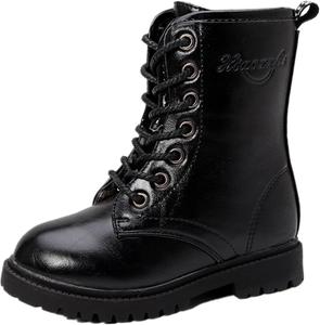 Детские ботильоны для девочек на шнуровке, с молнией сбоку, кожаные, в стиле милитари и гот, короткие прогулочные ботинки Generic, #004