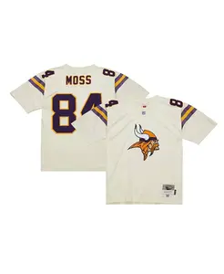 Мужская футболка Randy Moss Cream Minnesota Vikings с цепным стежком Legacy Mitchell & Ness