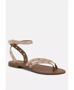 Женские плоские сандалии OPRAH с декоративными шипами Rag & Co, коричневый/бежевый