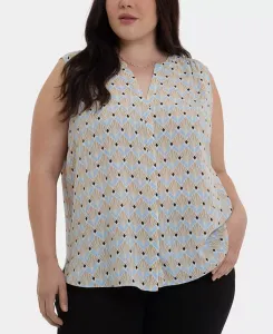 Топ без рукавов с защипами и разрезом на горловине больших размеров NYDJ, мультиколор