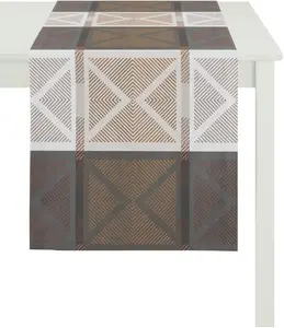 АПЭЛТ дорожка для стола "ВЕРОНА, СТИЛЬ ЛОФТ, жаккард", (1 шт.) APELT 44х140 см, кремовый/коричневый/серый