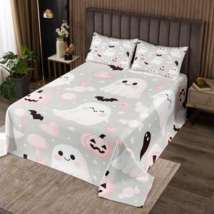 Erosebridal Комплект постельного белья Happy Halloween для детей с принтом привидений тыкв и конфет, White