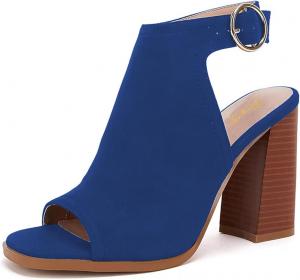 Женские сандалии FOWT с открытым носком, ремешком на щиколотку, массивным каблуком, вырезом сзади без задника, для повседневной носки, вечеринок, офиса и выпускных, размеры 4-16 US, Blue
