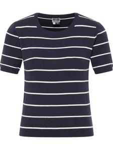 DreiMaster Женский свитер с короткими рукавами темно-синего и кремового цвета