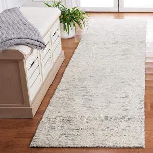 Ковер-дорожка SAFAVIEH, 69 x 275 см, Metro Collection, Grey & Ivory, ручной работы из шерсти, идеально для помещений с высокой проходимостью в гостиной, спальне (MET877F)