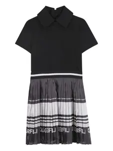 Плиссированное платье в стиле колор-блок KARL LAGERFELD KIDS, черный