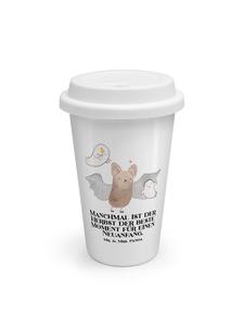 Кружка на вынос с изображением летучей мыши и привидения с надписью белого цвета Mr. & Mrs. Panda