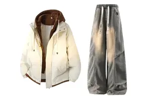 Толстовка Casual Sportswear утепленная с флисовой подкладкой X1617, оранжевый puffer jacket+желтый mud pants