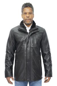 Кожаное пальто средней длины для ханоя Infinity Leather, черный