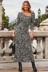 Асимметричное платье миди с декоративным вырезом Sosandar, черный