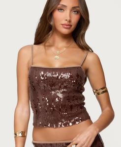 Женская майка Kaylee с пайетками Edikted, Brown