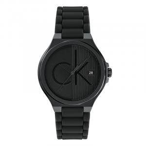 Calvin Klein Мужские часы CK Logo Collection с кварцевым механизмом, черным циферблатом и ремешком из нержавеющей стали