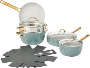 Набор кастрюль и сковородок GreenPan Reserve с керамическим антипригарным покрытием без ПФАС, 10 предметов, дымчато-голубой