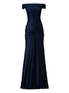 Платье с открытыми плечами и драпировкой MOOS STUDIO, синий