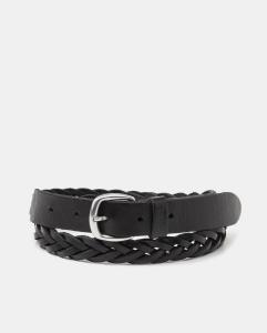 Черный кожаный ремень с серебряной пряжкой Levi's, черный