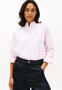 Блуза Tommy Hilfiger OXFORD RUFFLE NECK, Classic Ithaca Stp Mid Pink/Pink
